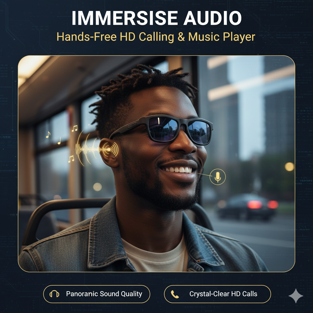 Smart Touch-Dimming Glasses with AI Translation, HD Calls & Music Player