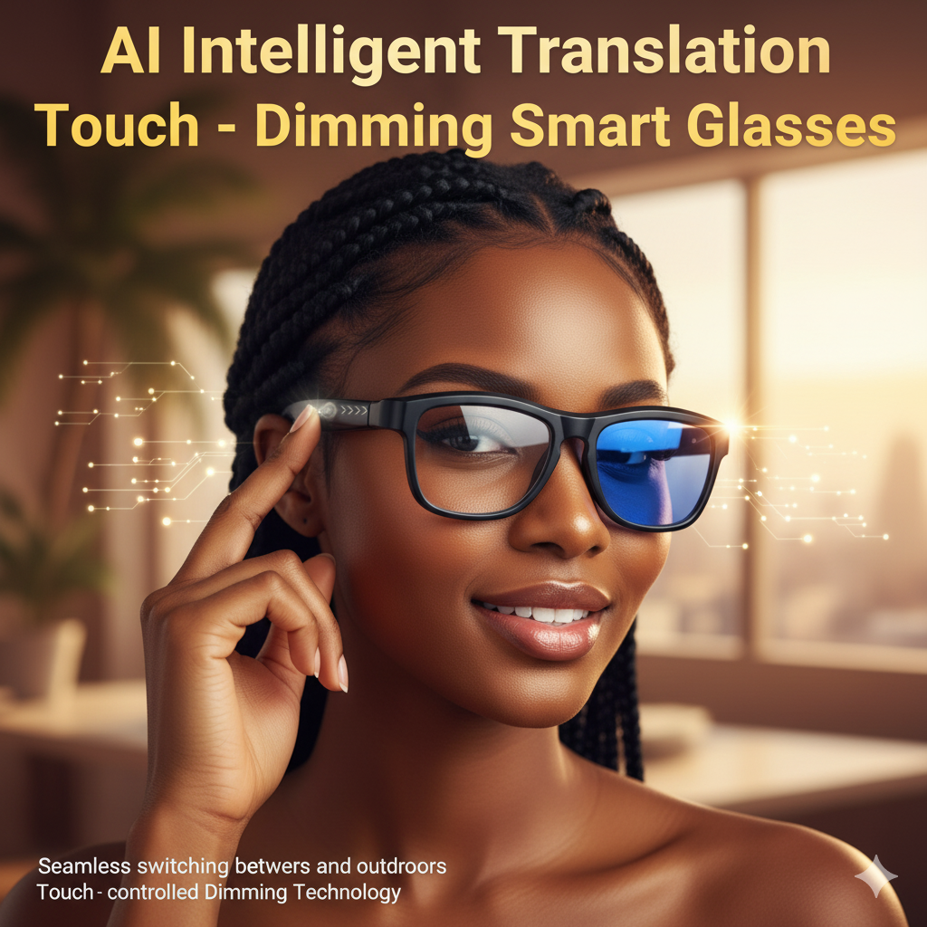 Smart Touch-Dimming Glasses with AI Translation, HD Calls & Music Player