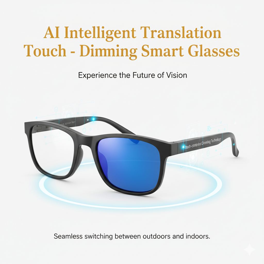 Smart Touch-Dimming Glasses with AI Translation, HD Calls & Music Player