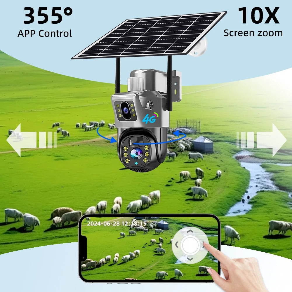 Solar-Powered 4G Security Camera — Outdoor Wireless CCTV with Motion Detection & Night Vision
